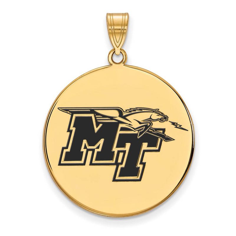 14k Gold Plate Silver Mid Tennessee State Xl Enamel Disc Pendant